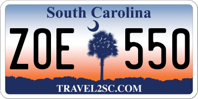 SC license plate ZOE550