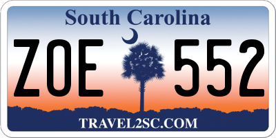 SC license plate ZOE552