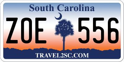 SC license plate ZOE556