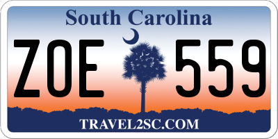 SC license plate ZOE559
