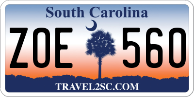 SC license plate ZOE560