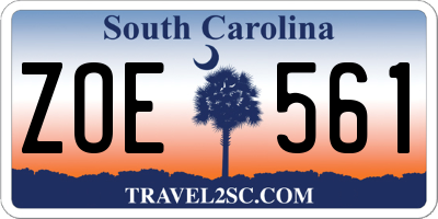SC license plate ZOE561