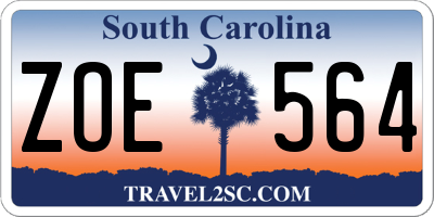 SC license plate ZOE564