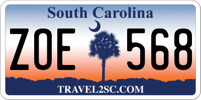 SC license plate ZOE568