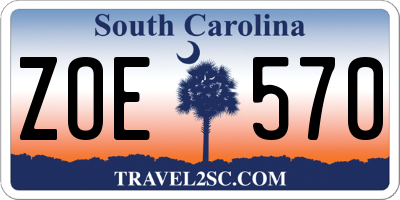 SC license plate ZOE570