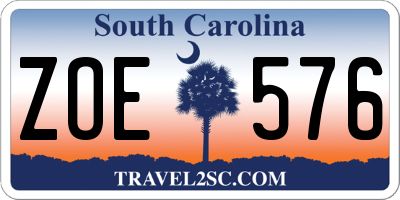 SC license plate ZOE576