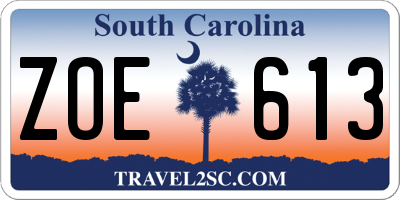 SC license plate ZOE613