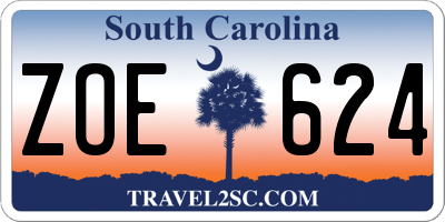 SC license plate ZOE624