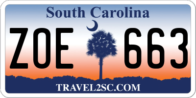 SC license plate ZOE663