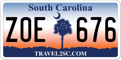 SC license plate ZOE676