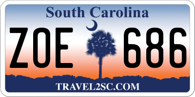 SC license plate ZOE686