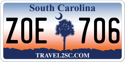 SC license plate ZOE706