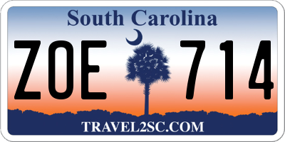 SC license plate ZOE714