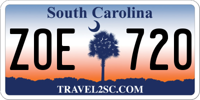 SC license plate ZOE720