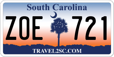SC license plate ZOE721
