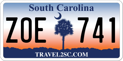 SC license plate ZOE741