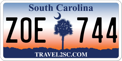 SC license plate ZOE744