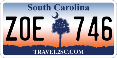 SC license plate ZOE746