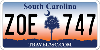 SC license plate ZOE747