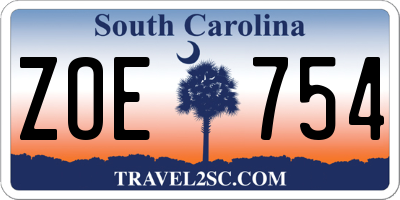 SC license plate ZOE754
