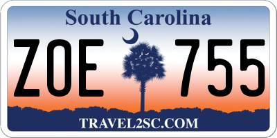 SC license plate ZOE755