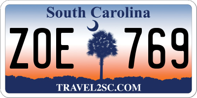 SC license plate ZOE769