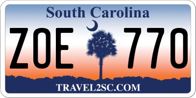 SC license plate ZOE770