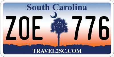 SC license plate ZOE776