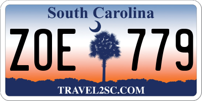 SC license plate ZOE779