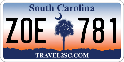 SC license plate ZOE781