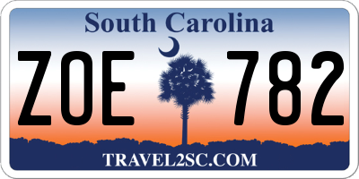 SC license plate ZOE782