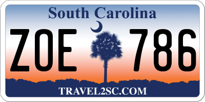 SC license plate ZOE786