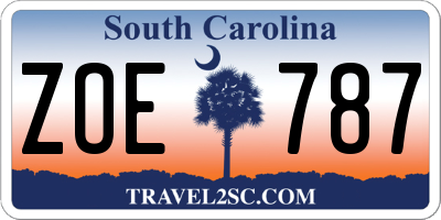 SC license plate ZOE787