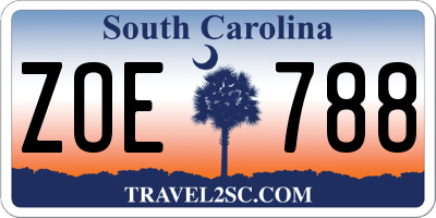 SC license plate ZOE788