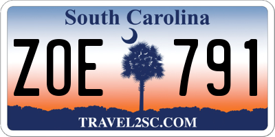 SC license plate ZOE791
