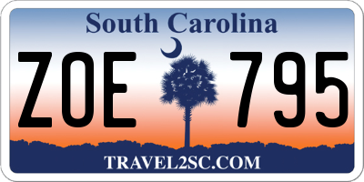 SC license plate ZOE795