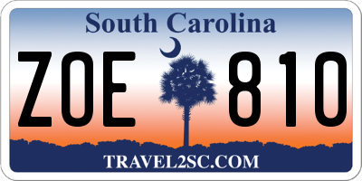 SC license plate ZOE810