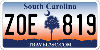 SC license plate ZOE819