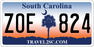 SC license plate ZOE824