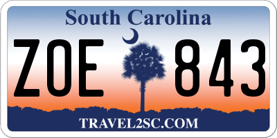 SC license plate ZOE843