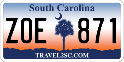 SC license plate ZOE871