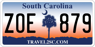 SC license plate ZOE879