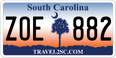 SC license plate ZOE882