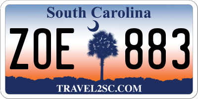 SC license plate ZOE883