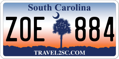 SC license plate ZOE884