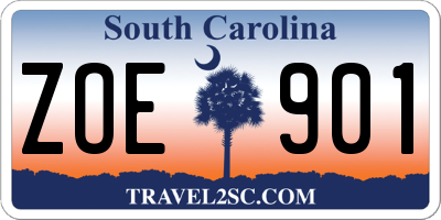 SC license plate ZOE901