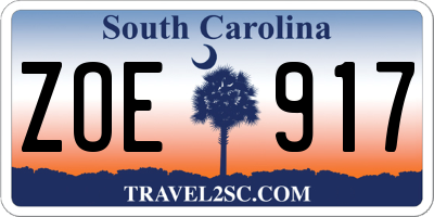 SC license plate ZOE917