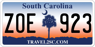 SC license plate ZOE923