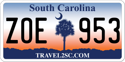 SC license plate ZOE953