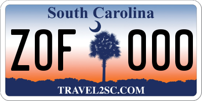SC license plate ZOF000